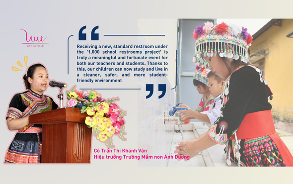 Sharing from Ms. Tran Khanh Van, principal of Anh Duong Kindergarten, on the inauguration day of 9 newly built restrooms in Son La